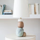 West Lamp- Contemporary Handmade Ceramic glazed, White, Green, Red Clay