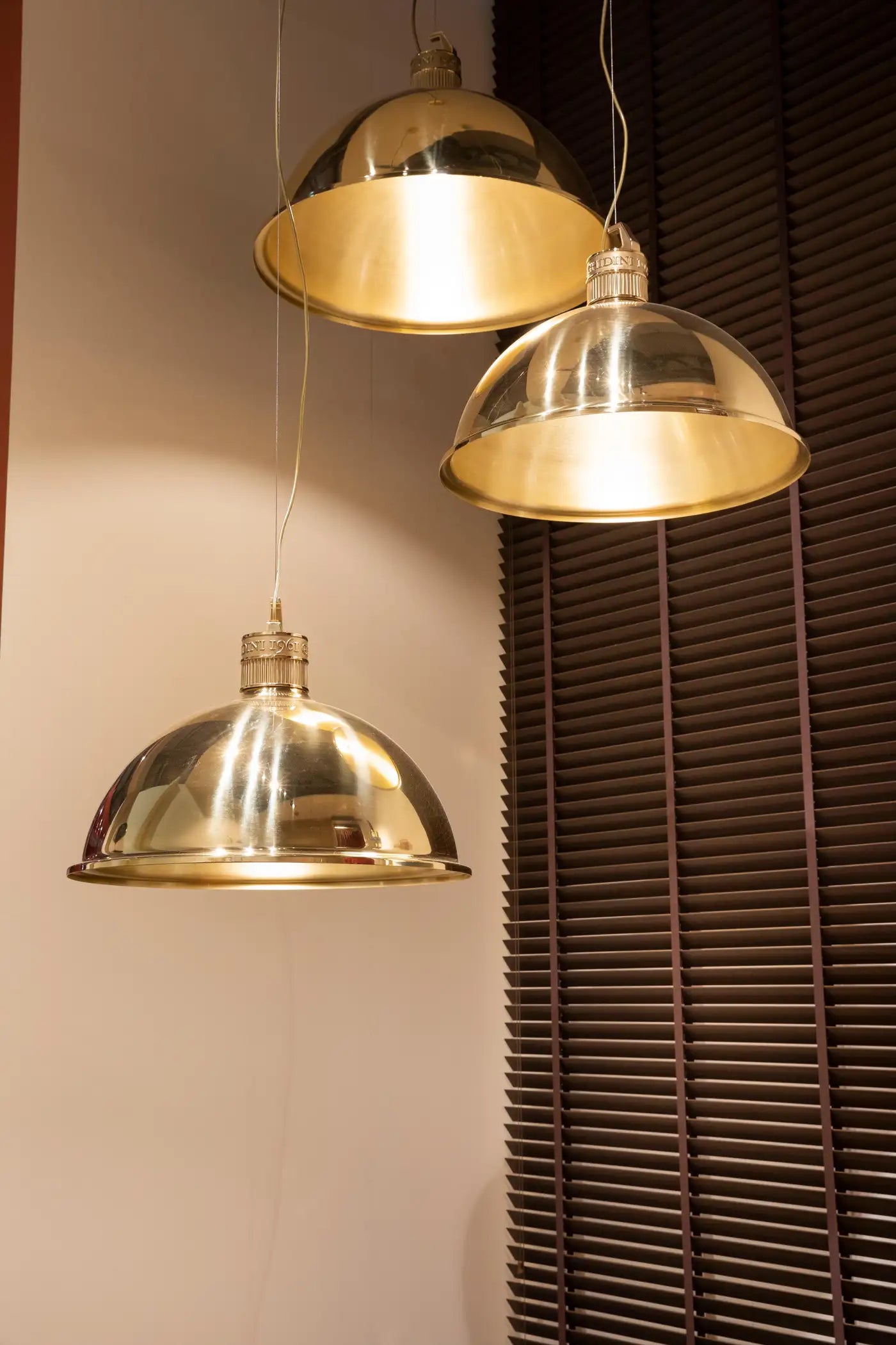Factory Medium Suspension Light in Brass