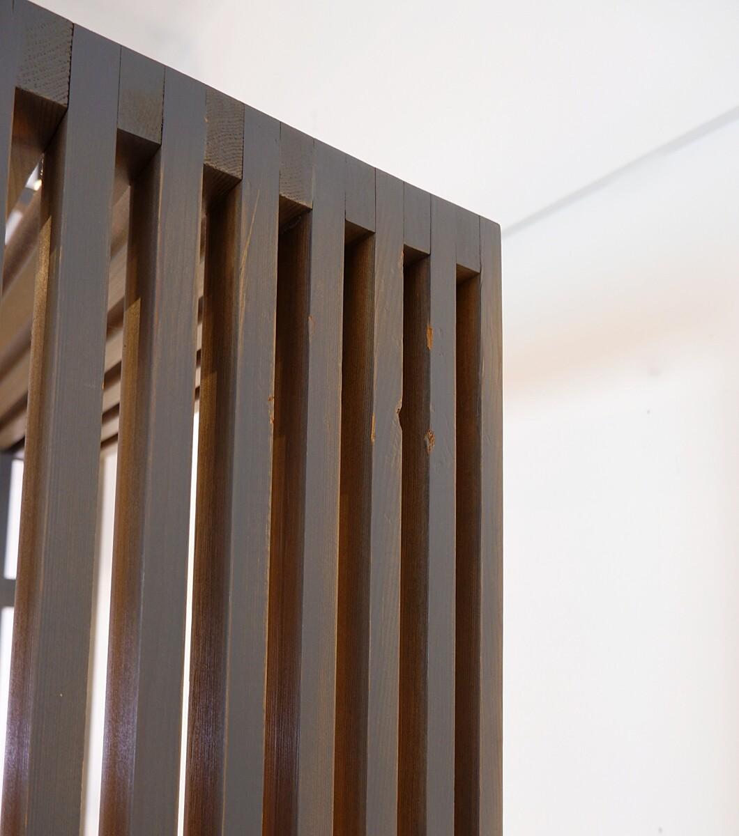 Vintage 1980s Asymmetrical Stained Wood Shelf – Room Divider