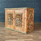 Rustic Spanish Colonial Hacienda Cabinet – Hand-Carved Faces & Floral Motifs