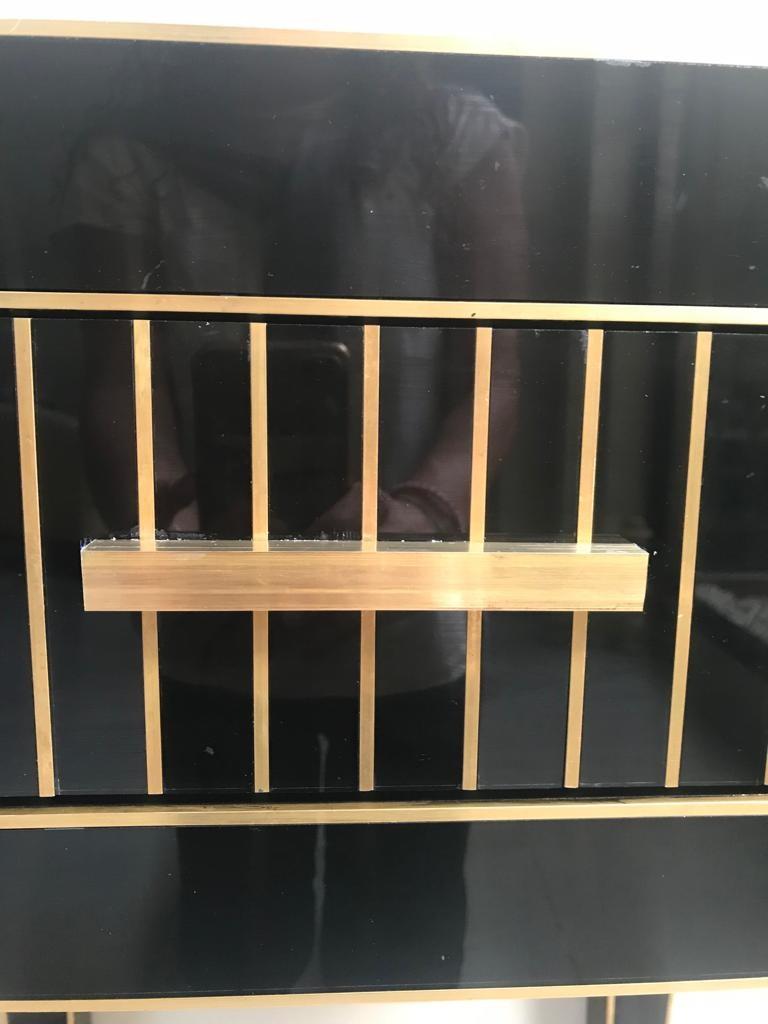 Mirrored Nightstand – Black Mirror with Chrome Accents