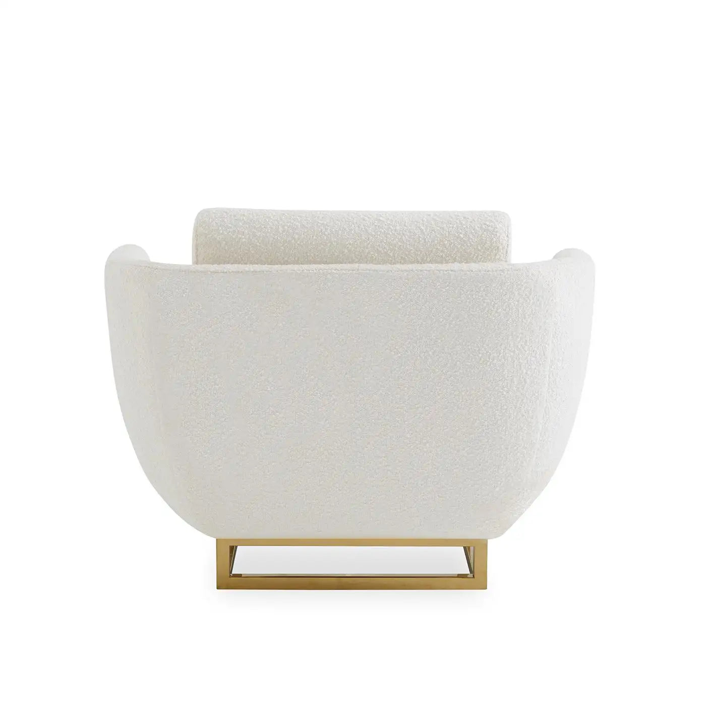 White armchair with gold frame on a white background