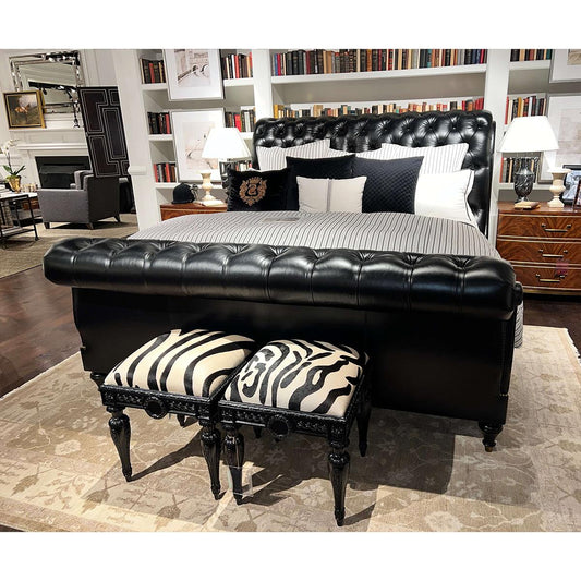 Classic Tufted Leather King Bed