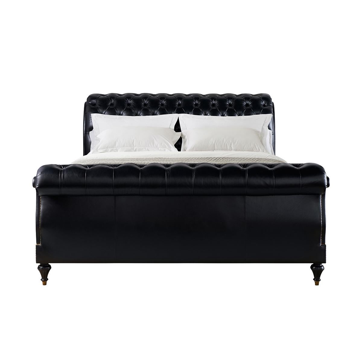 Classic Tufted Leather King Bed