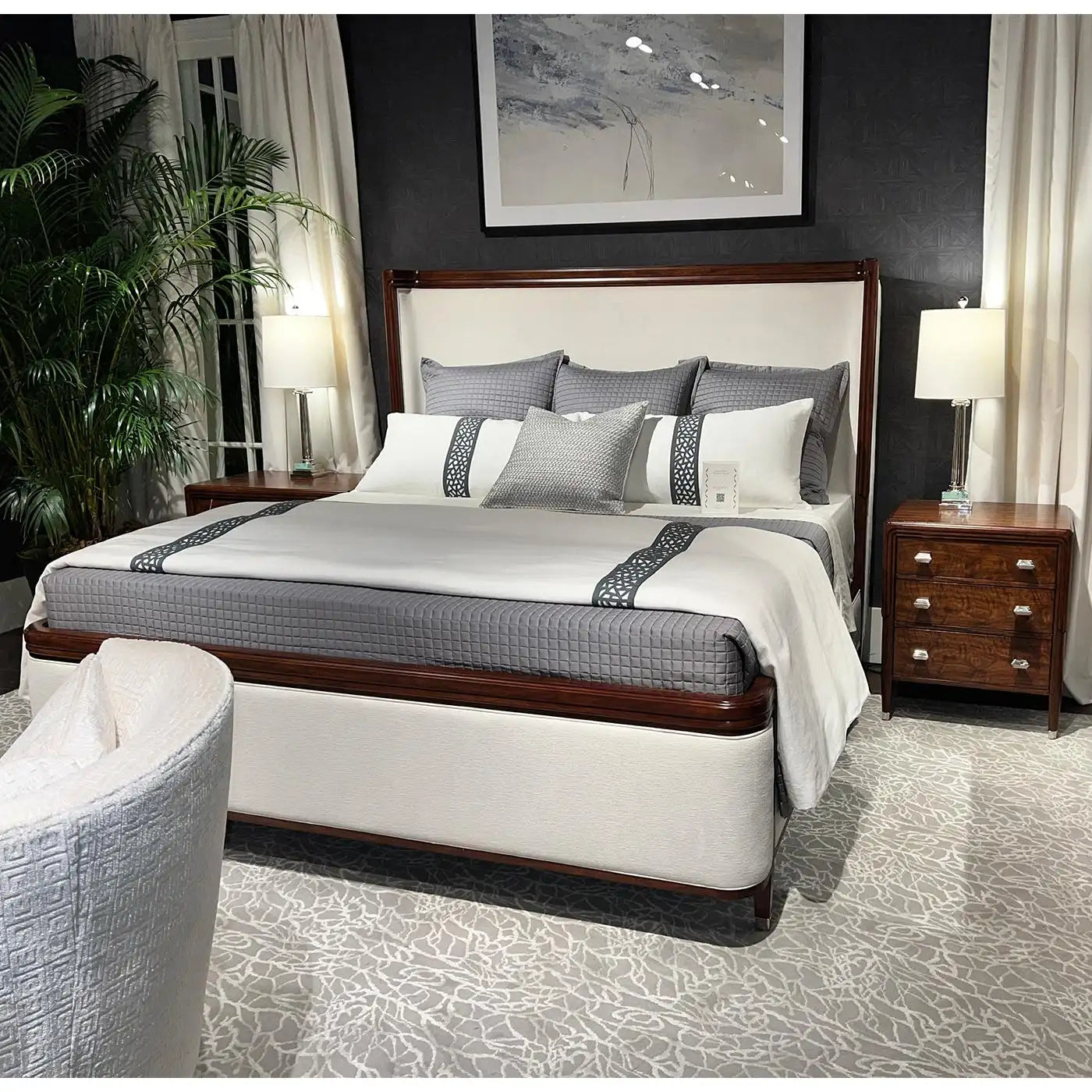 Art Deco Upholstered Bed - Queen