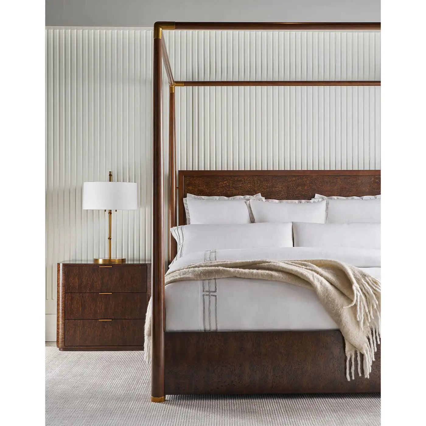 Mid-Century Modern Canopy Bed Queen Size