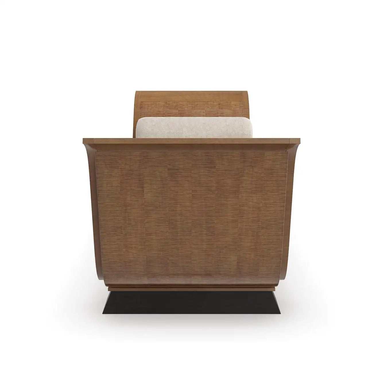 Wooden armchair with a white cushion on a white background