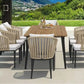 Ready To Ship Outdoor Dining Set: 8 Rope Chairs & Teak Dining Table