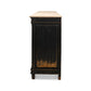 LONG DIRECTOIRE STYLE ANTIQUED BLACK BUFFET – 6-DOOR PINE SIDEBOARD