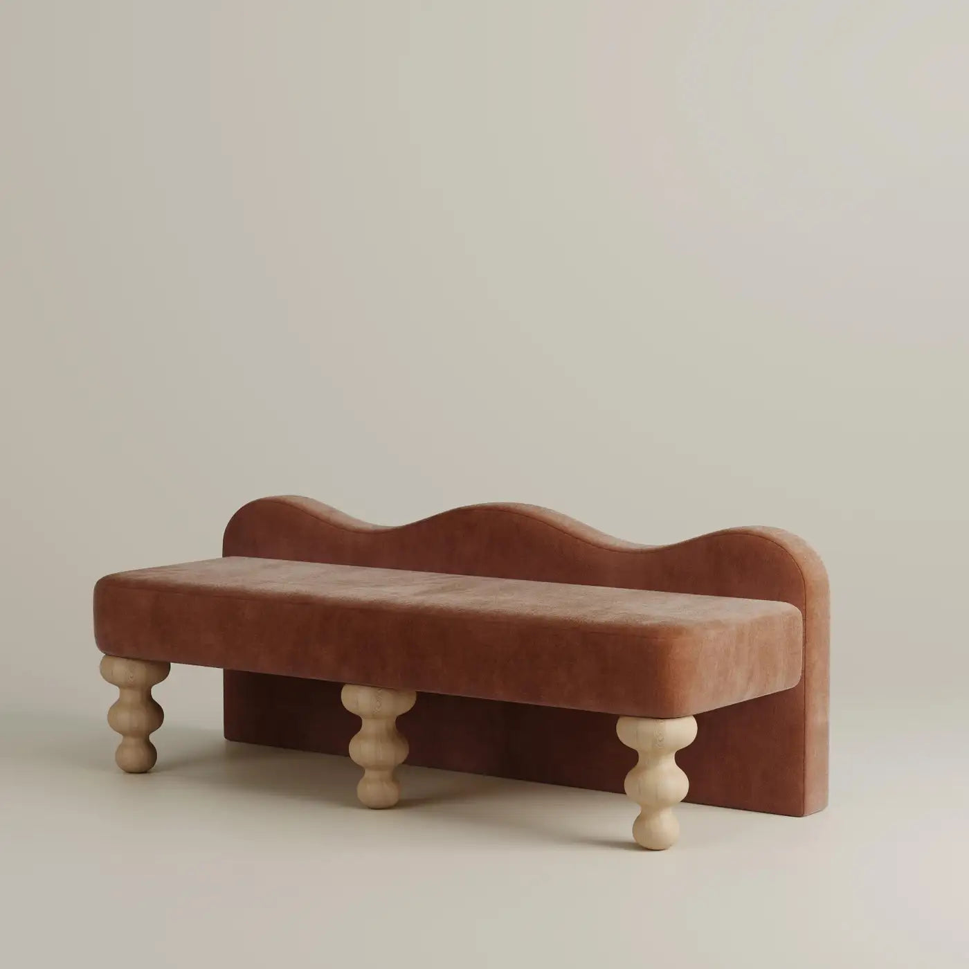Celine Scalloped Bench in Deep Teal Faux Mohair