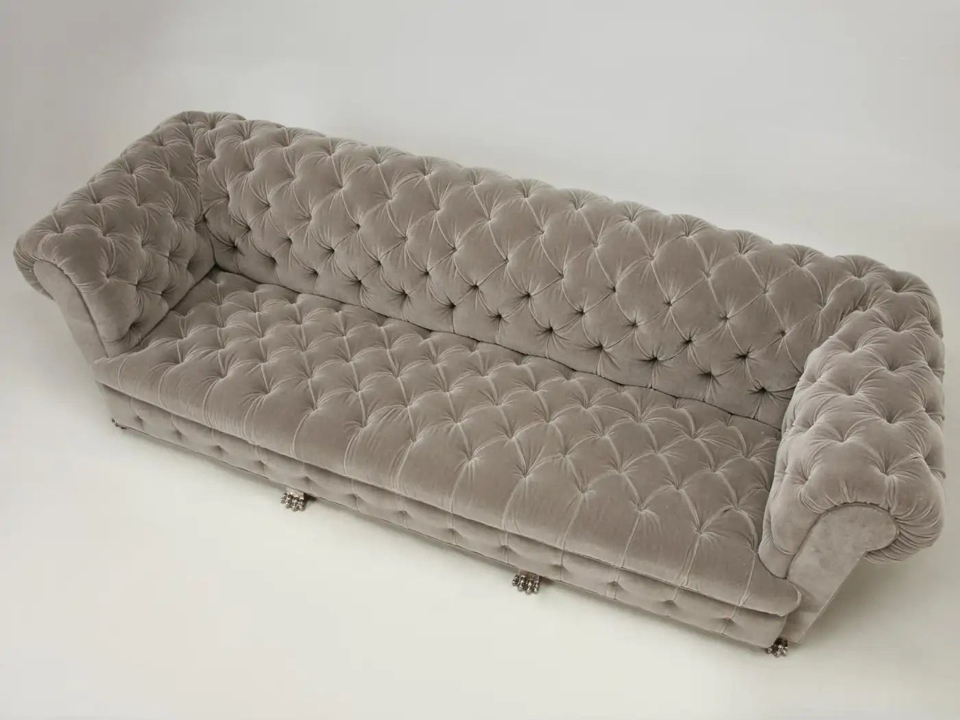 Custom Built Chesterfield Sofa in Mohair with Solid Bronze Nickel Plated Feet
