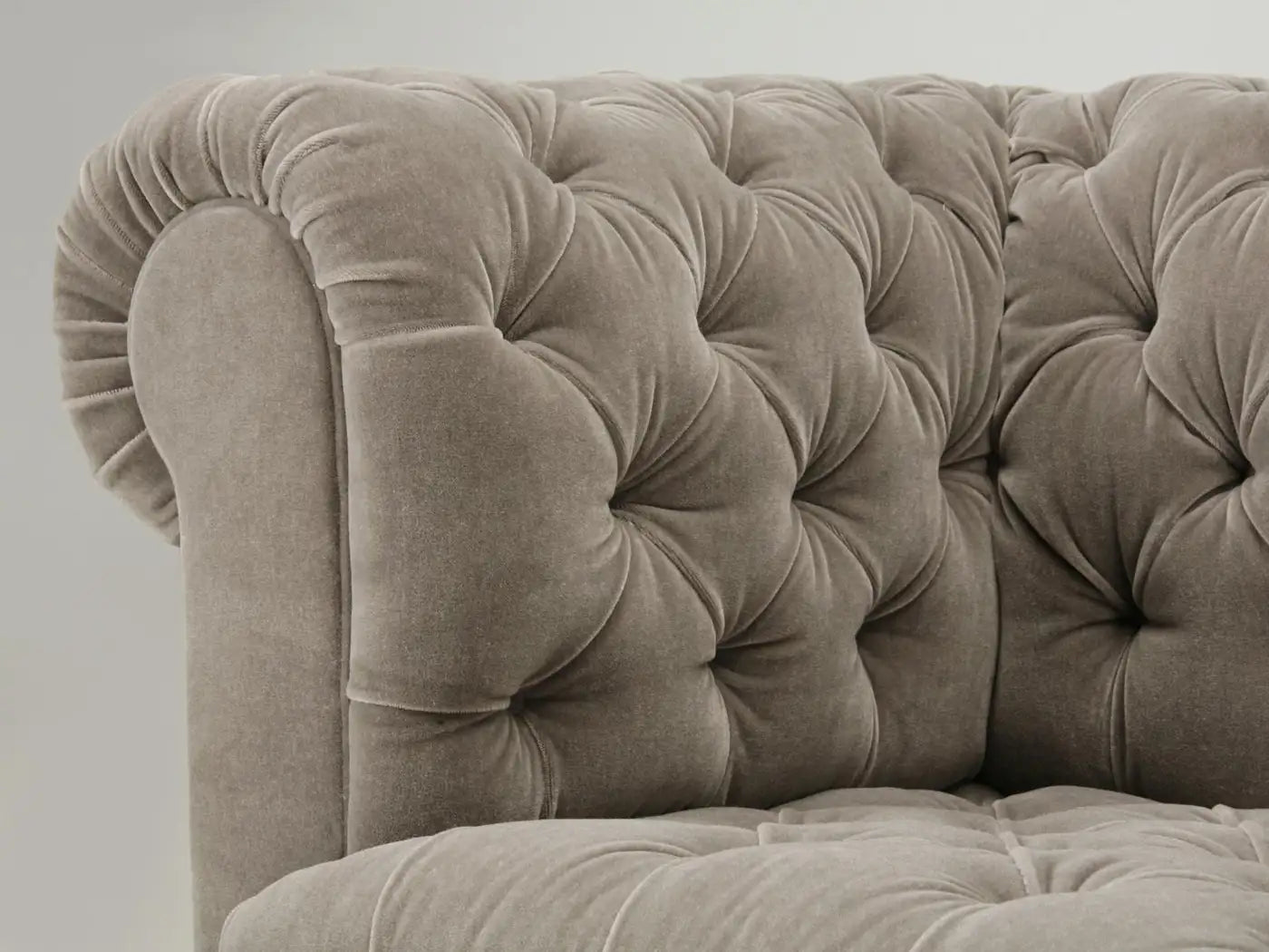 Custom Built Chesterfield Sofa in Mohair with Solid Bronze Nickel Plated Feet