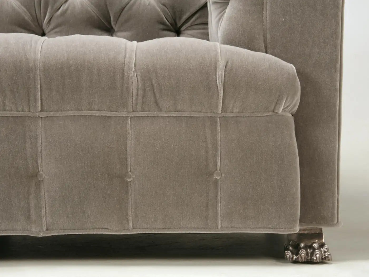 Custom Built Chesterfield Sofa in Mohair with Solid Bronze Nickel Plated Feet