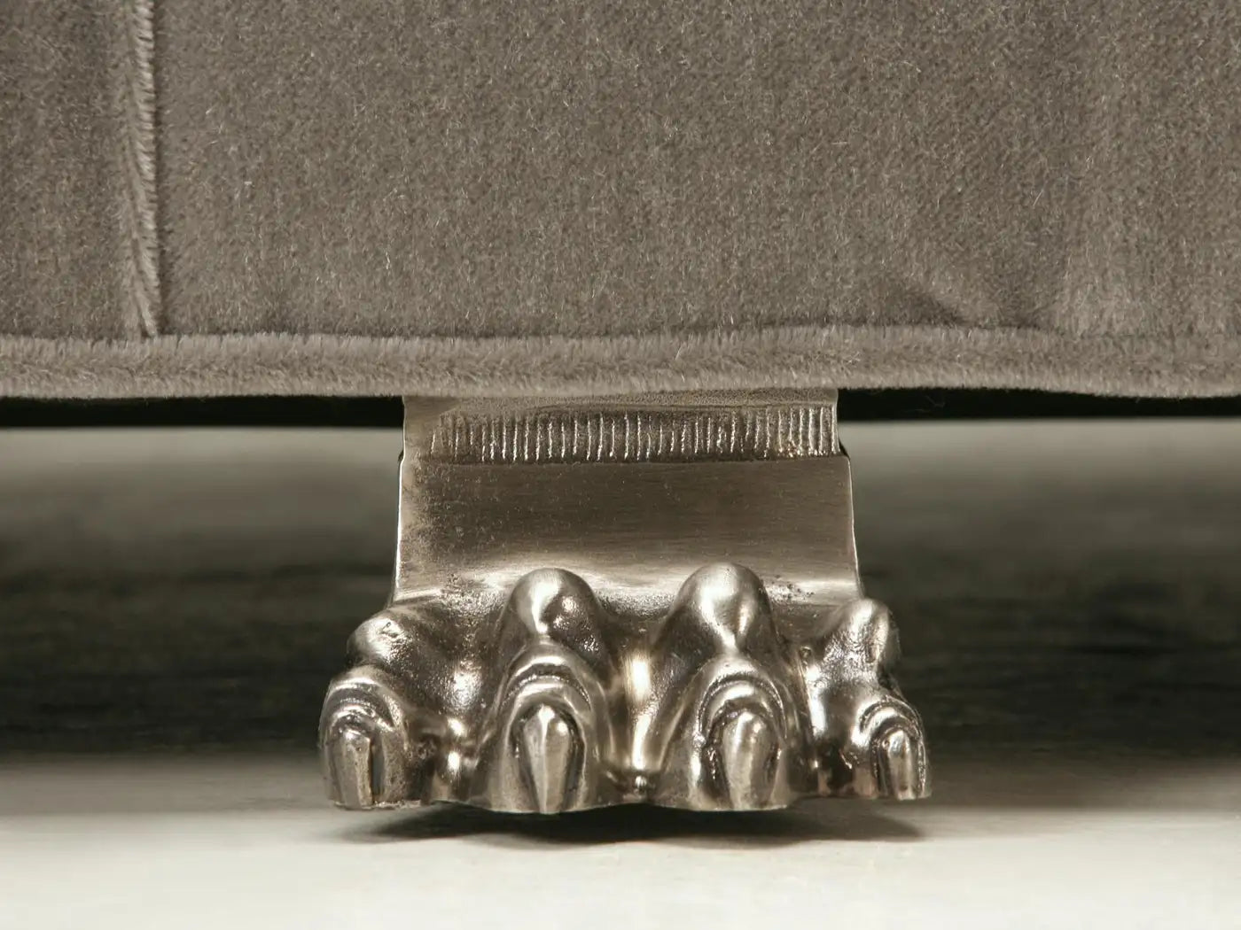 Custom Built Chesterfield Sofa in Mohair with Solid Bronze Nickel Plated Feet