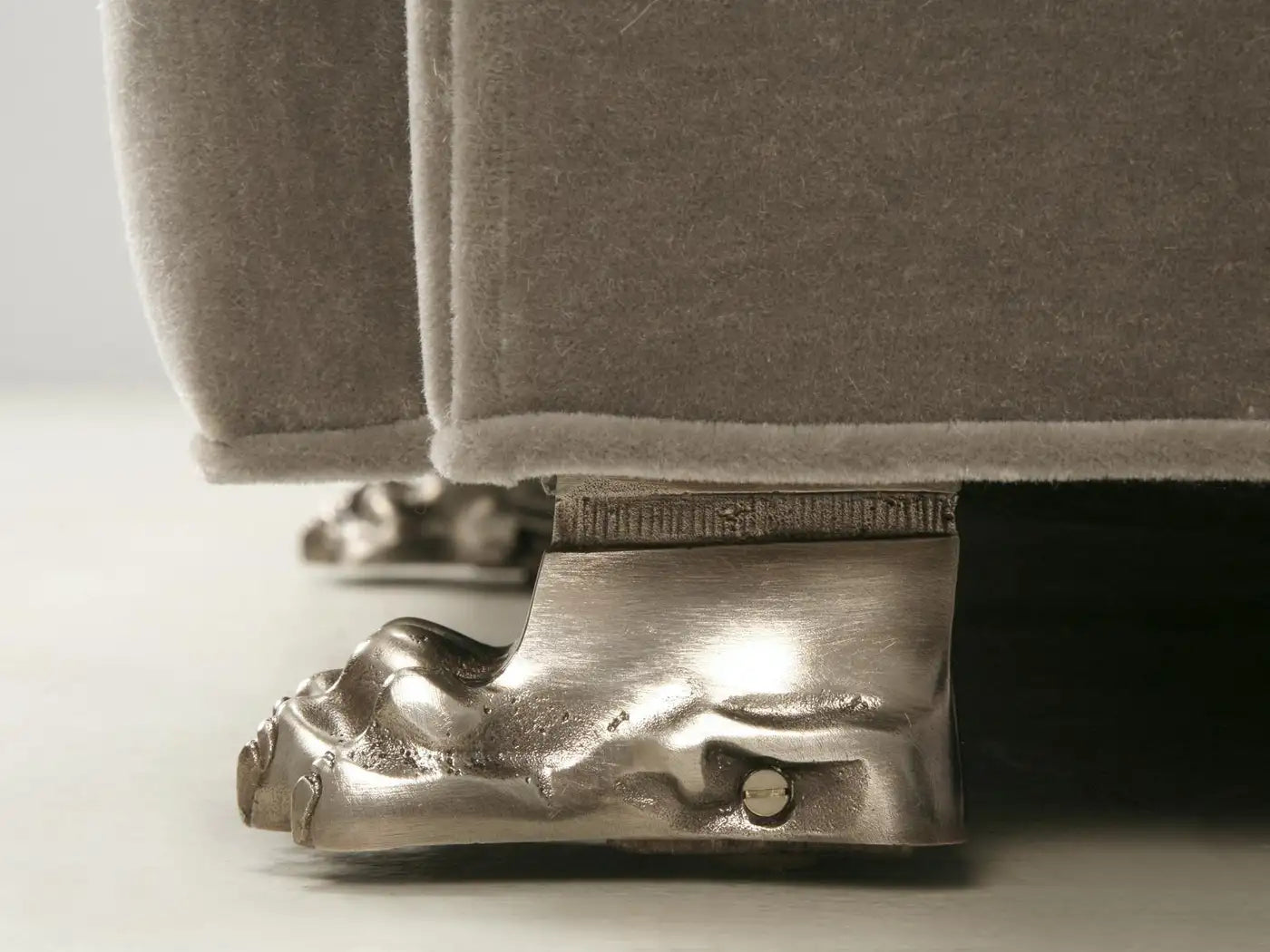 Custom Built Chesterfield Sofa in Mohair with Solid Bronze Nickel Plated Feet