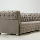 Custom Built Chesterfield Sofa in Mohair with Solid Bronze Nickel Plated Feet