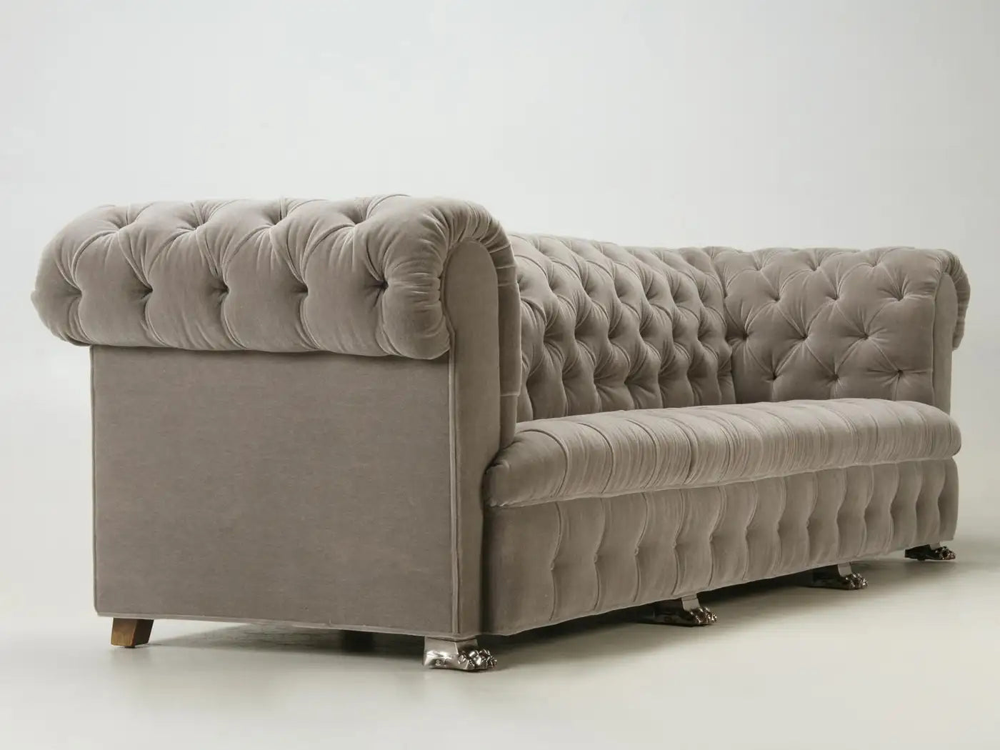 Custom Built Chesterfield Sofa in Mohair with Solid Bronze Nickel Plated Feet