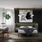 Cupid Bed in Black American Walnut & Velvet with Integrated Bedside Table