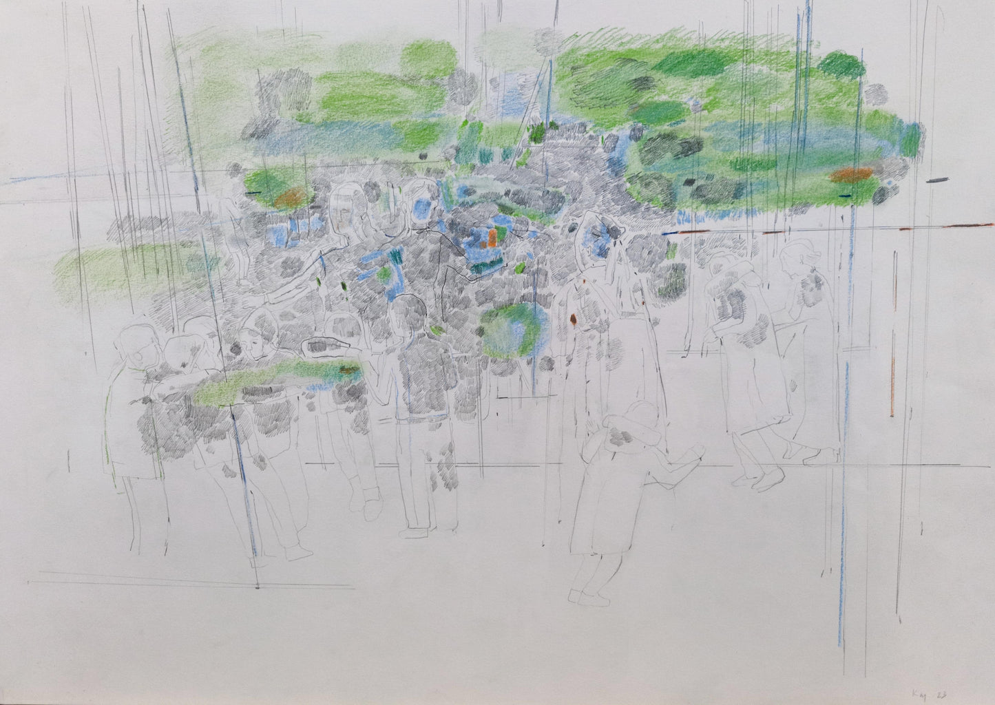 Contemporary Pastel & Pencil Artwork on Paper – Cloud State. Russian Festival