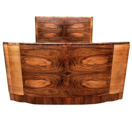 Wooden reception desk with a white background