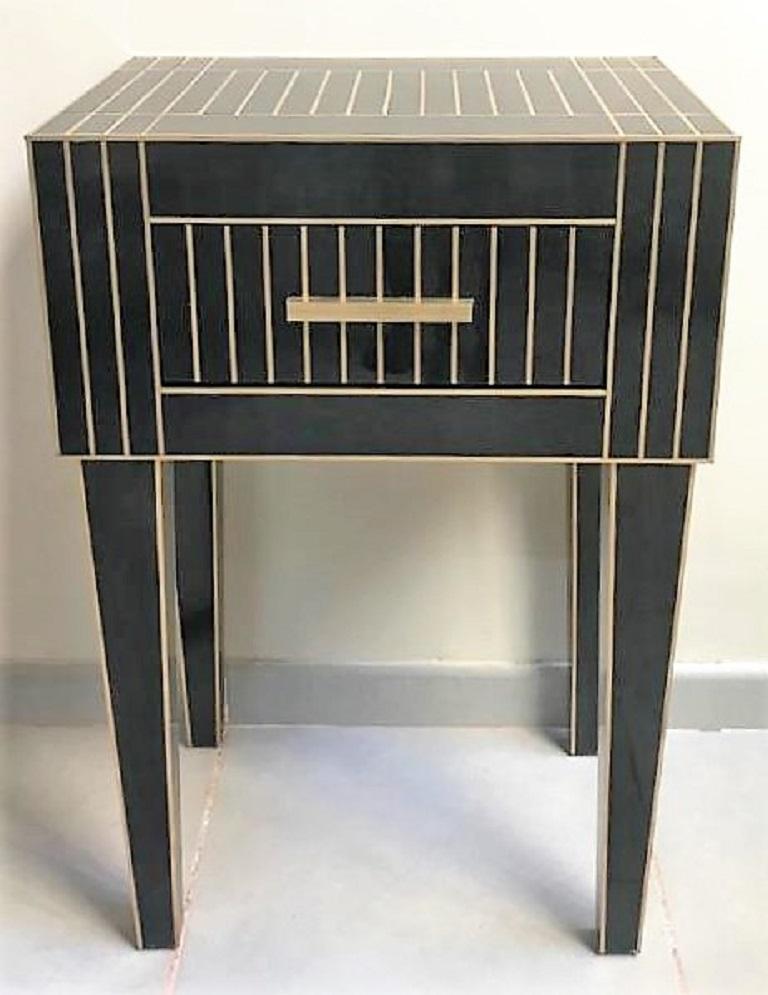 Mirrored Nightstand – Black Mirror with Chrome Accents
