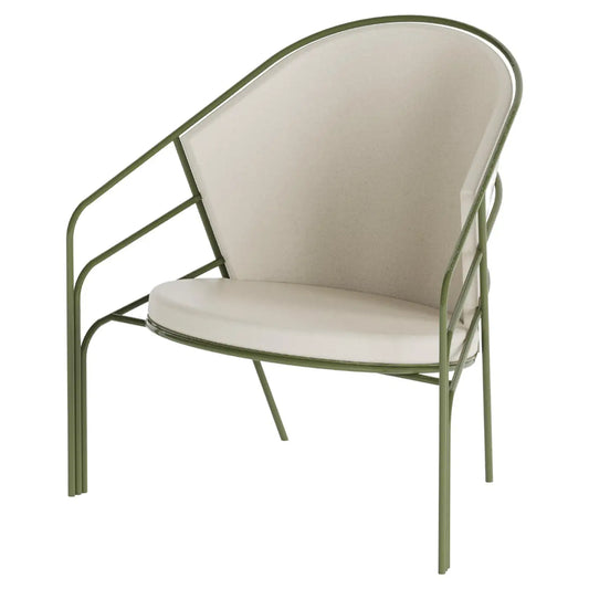 Outdoor Lounge Chair in Sage Powder-Coat with Cream Cushions