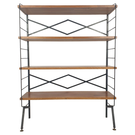Mid-Century Italian Free-Standing Shelving Unit with Brass Feet – 1950s
