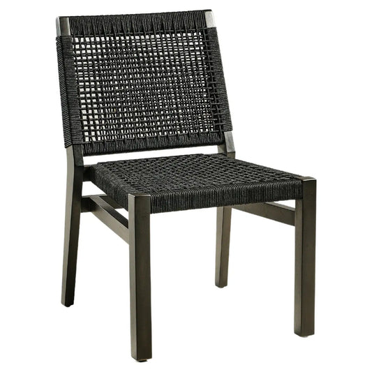 10 Stackable Outdoor Dining Chairs, Wood / Rope