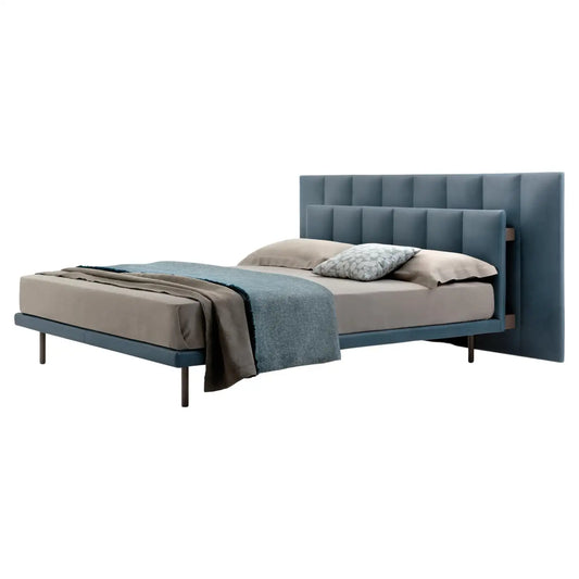 Extra Large Bed with Single Springingin in Grey Upholstery