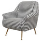 Chair with houndstooth pattern and gold legs on a white background