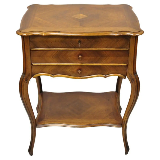 Antique French Mahogany Sewing Stand Nightstand with Lift Top