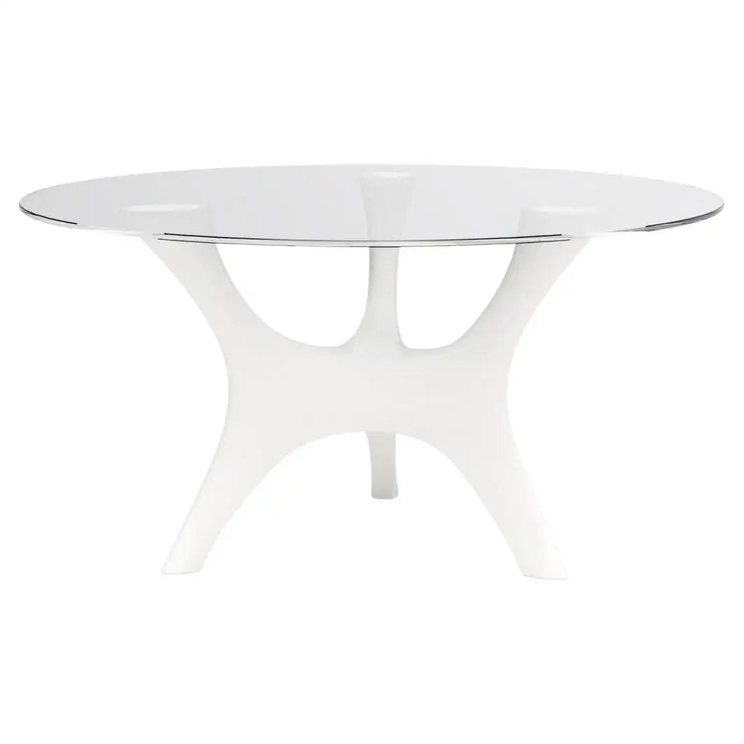 Sculptural Indoor/Outdoor Dining Table with Glass Top