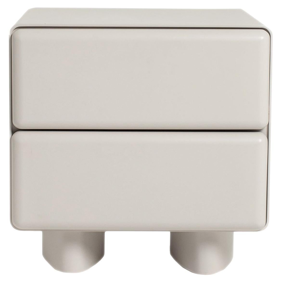 Tombul 2-Drawer Nightstand – Cloud Grey with Push-to-Open Mechanism