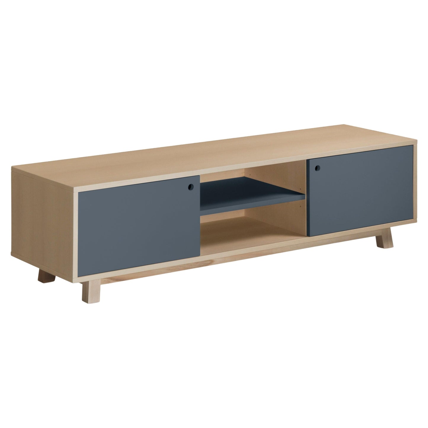 ÉGÉE 2-Door TV Cabinet – Solid Ash & Lacquered MDF, Designed by Éric Gizard