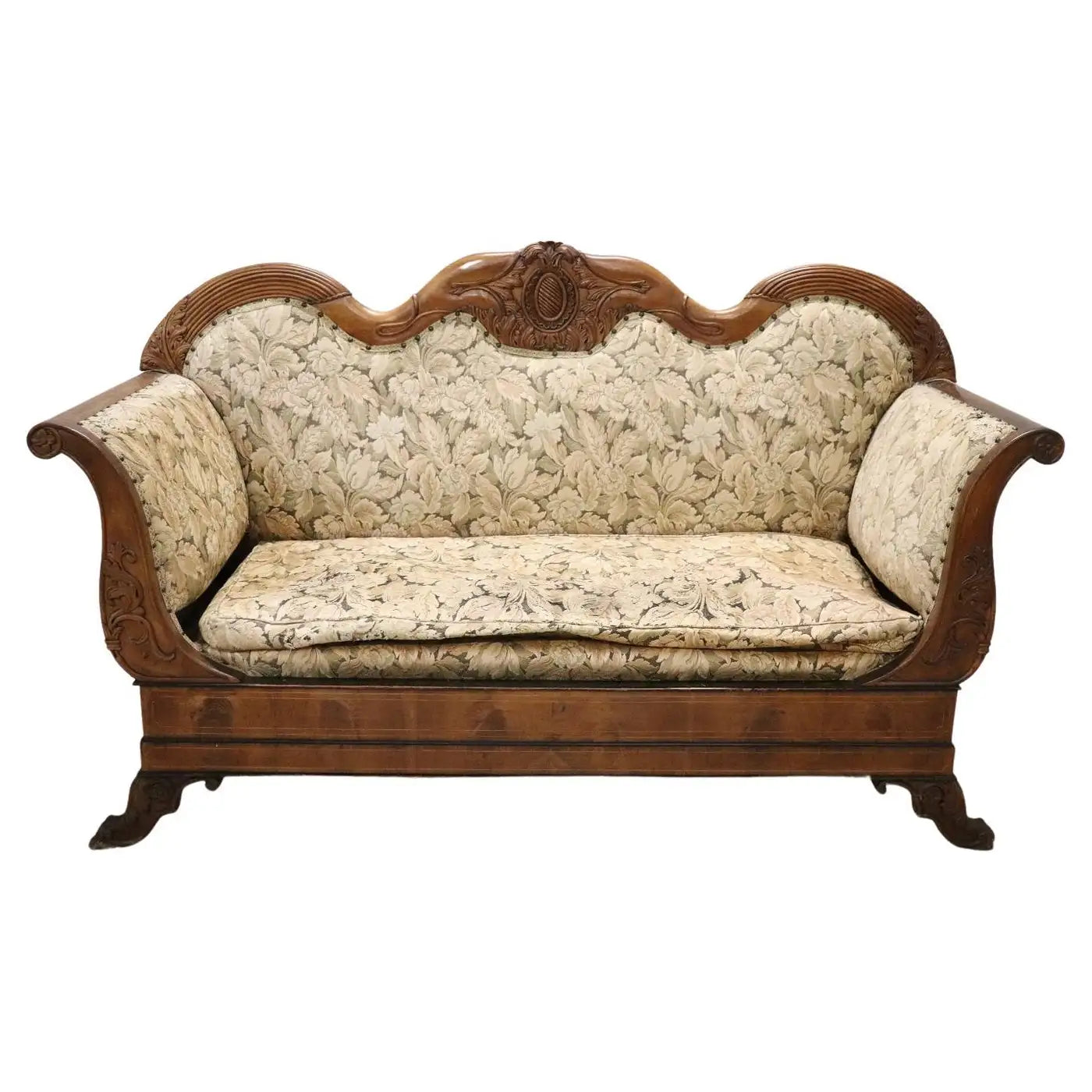 Carved Walnut Antique Large Settee