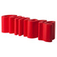 Set of red silicone coasters on a white background