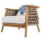 Outdoor Woven Rope Armchair in Solid Teak