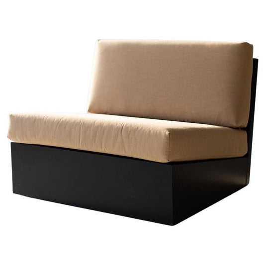 Modern chair with beige cushion on a white background