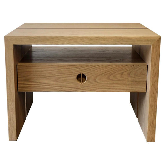 Solid Walnut Jameson Nightstand – Waterfall Design with Soft-Close Drawer
