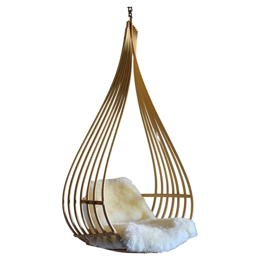 Le Nid Indoor Hanging Chair – Steam Bent Hickory with Shearling Cushion
