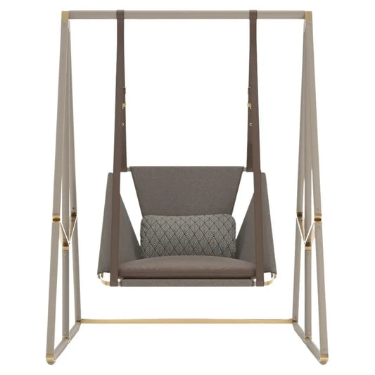 Trendy Brown Leather Outdoor Swing