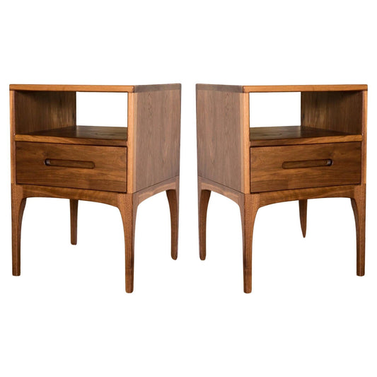 Classic Modern Nightstand Set – Solid Walnut, Set of 2