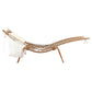 Wooden hammock with white fringe on a white background