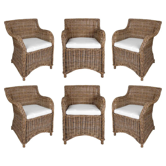 Set of Rattan Garden Chairs with Cushions in Greyish Tone