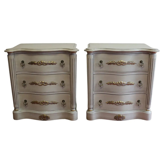 Lovely Pair Of Painted French Provincial Style Nightstands