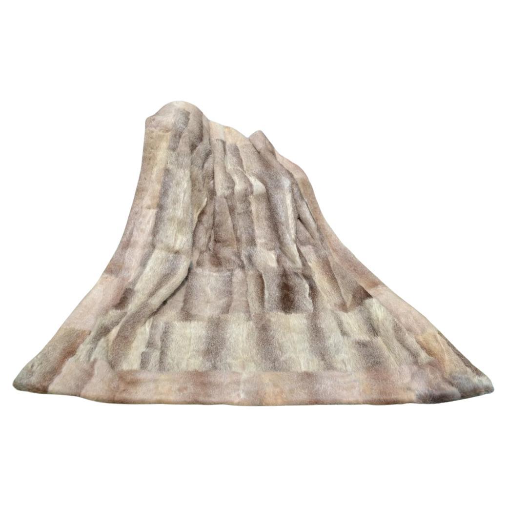 Natural Nutria Beaver Fur King Size Blanket Luxury Fur Throw