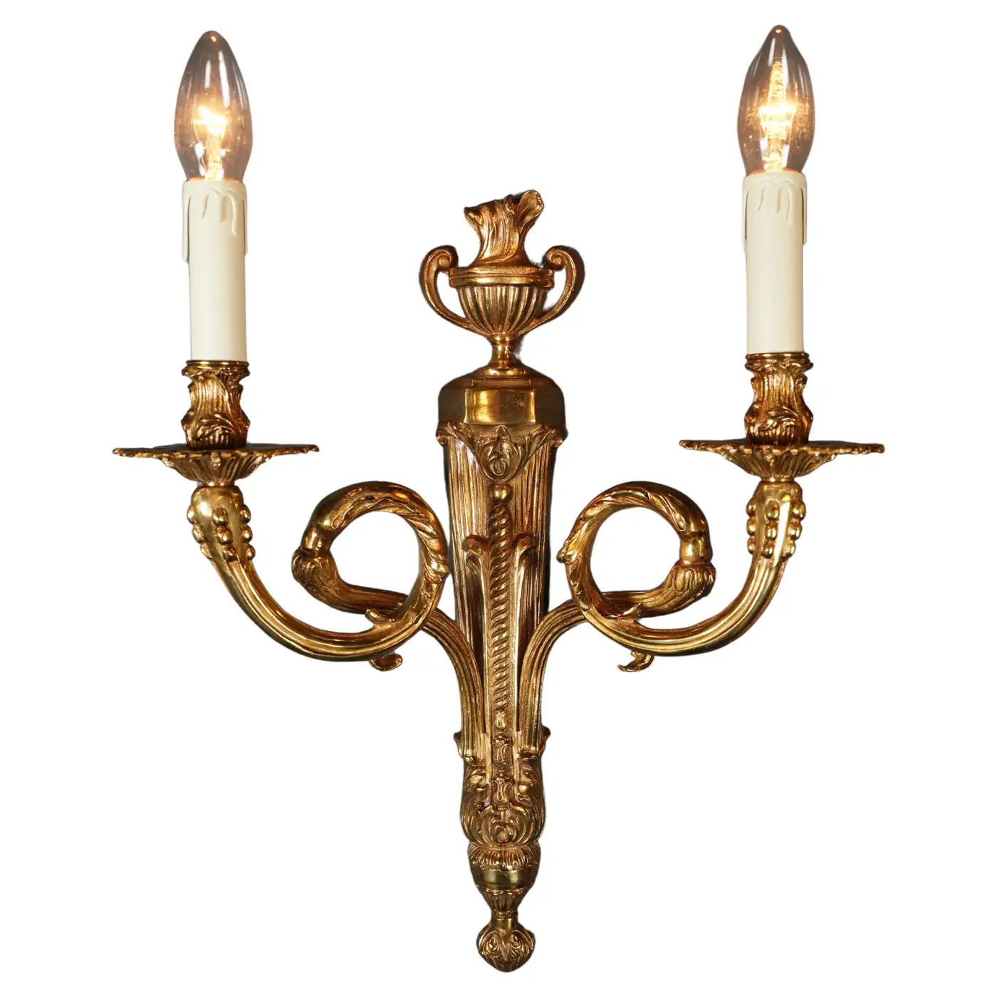 Antique Style Brass Wall Lamp Large Art Deco Tradition Gold Circle Whirl