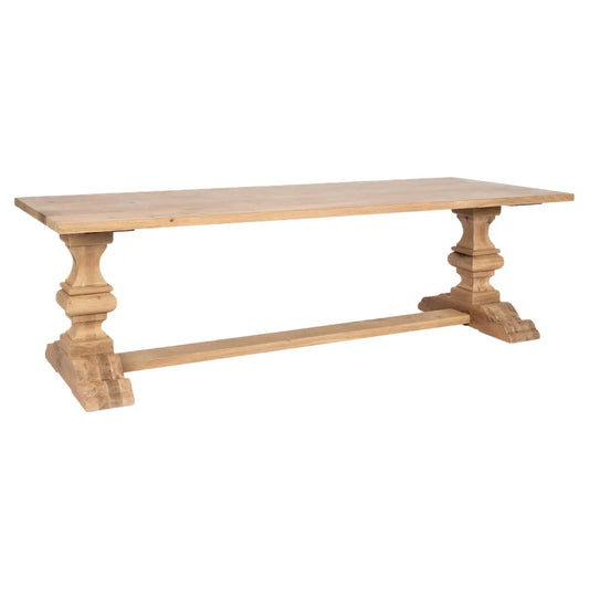 Bespoke Solid Aged French Oak Abbey Column Dining Table With Matte Finish
