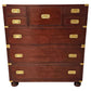 Wooden dresser with gold hardware on a white background