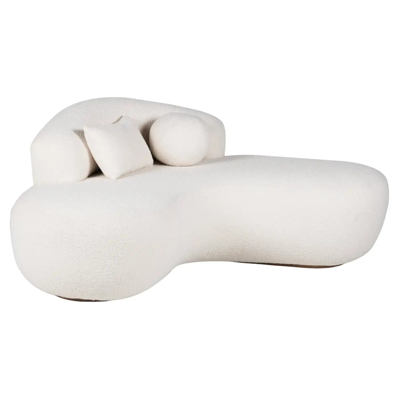 Modern white sofa with a unique, organic design on a white background